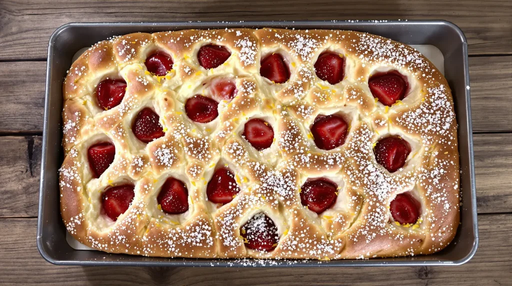 Ce que personne ne vous dit sur la focaccia : en Italie, on trouve une version sucrée à la fraise que les boulangers adorent !