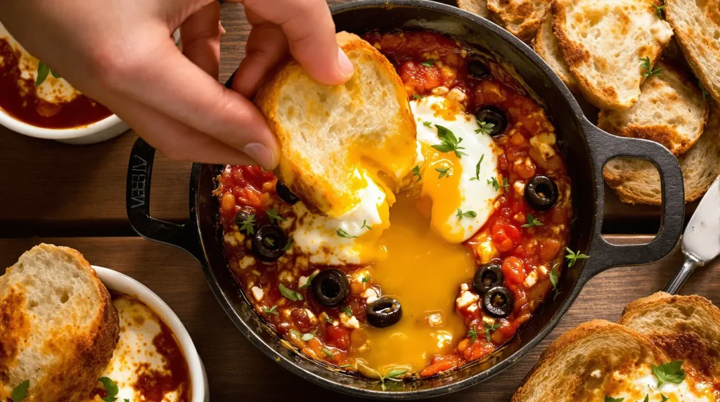 J'ai cassé mes œufs directement sur la feta et les olives : en 20 minutes, le plat fondant et gourmand a vidé le moule