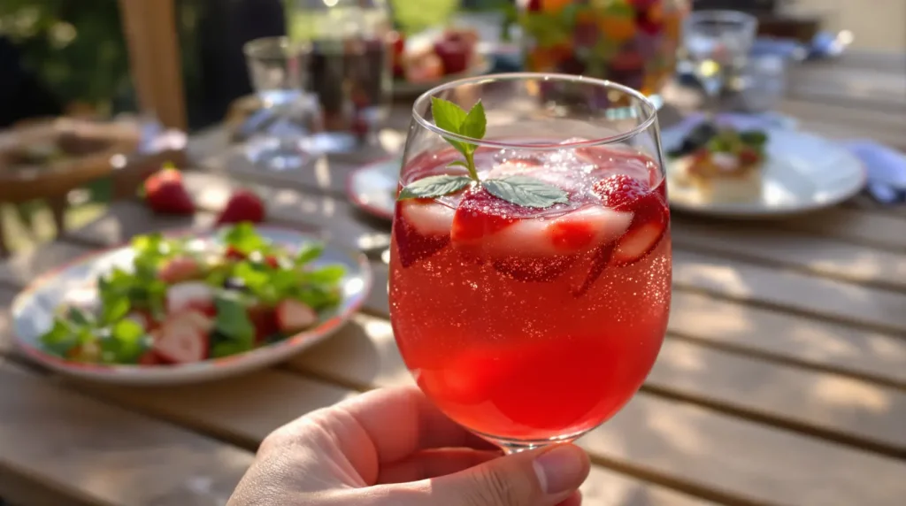 J'ai préparé ce cocktail fraise-basilic pour un barbecue sans alcool : trois invités sont allés chercher la bouteille pour se resservir