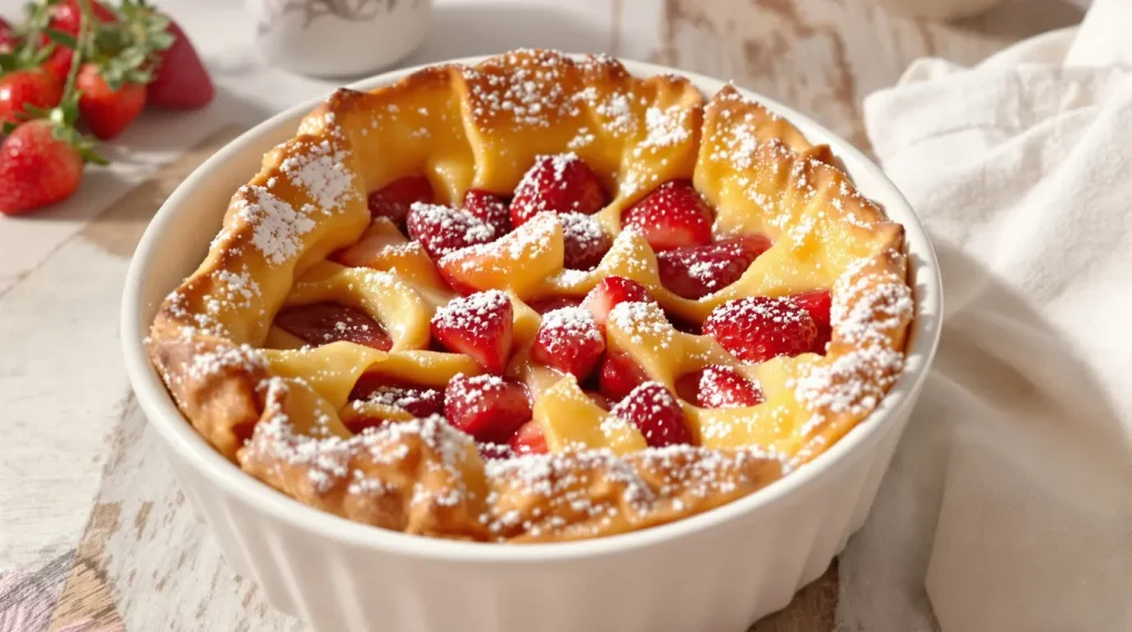 « J’ai trouvé le dessert léger qui fait l’effet d’une pâtisserie pro » : le clafoutis aux fraises, ultra simple, printanier et bluffant