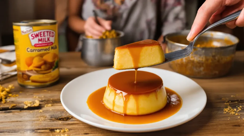 J'ai versé une boîte de lait concentré sucré dans mon moule à flan : la texture obtenue après 4 heures au frais a scotché toute ma tablée