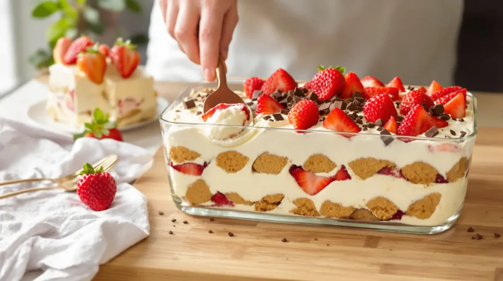 Tiramisu aux fraises : remplacez le mascarpone par ce laitage protéiné et divisez les calories par deux