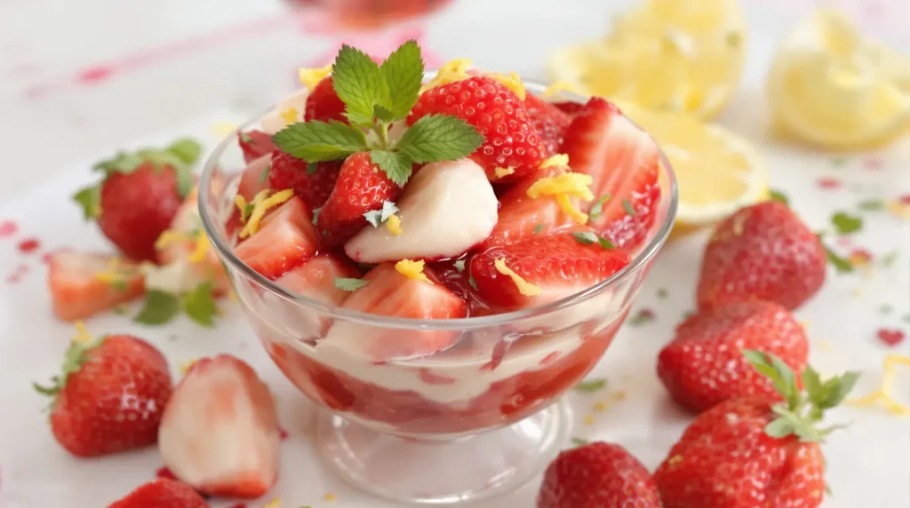 Une envie de fraises en dessert ? Testez cette recette de salade de fraises, gourmandise, fraîcheur et douce acidité assurées